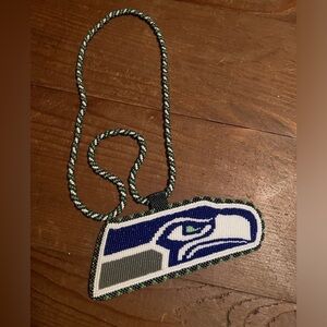 Beaded Seahawks Logo Necklace
